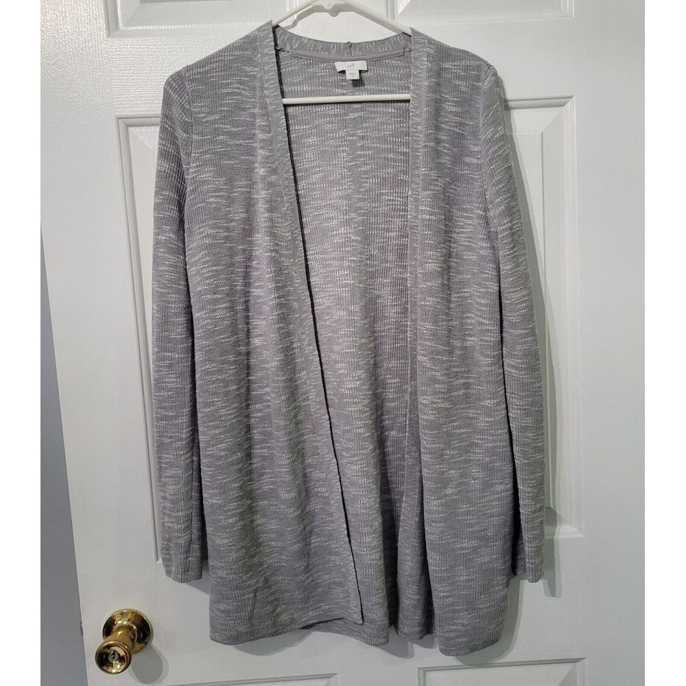 J. Jill Size Women's Gray Cardigan Sweater Open Front Long Line Classic Size XS